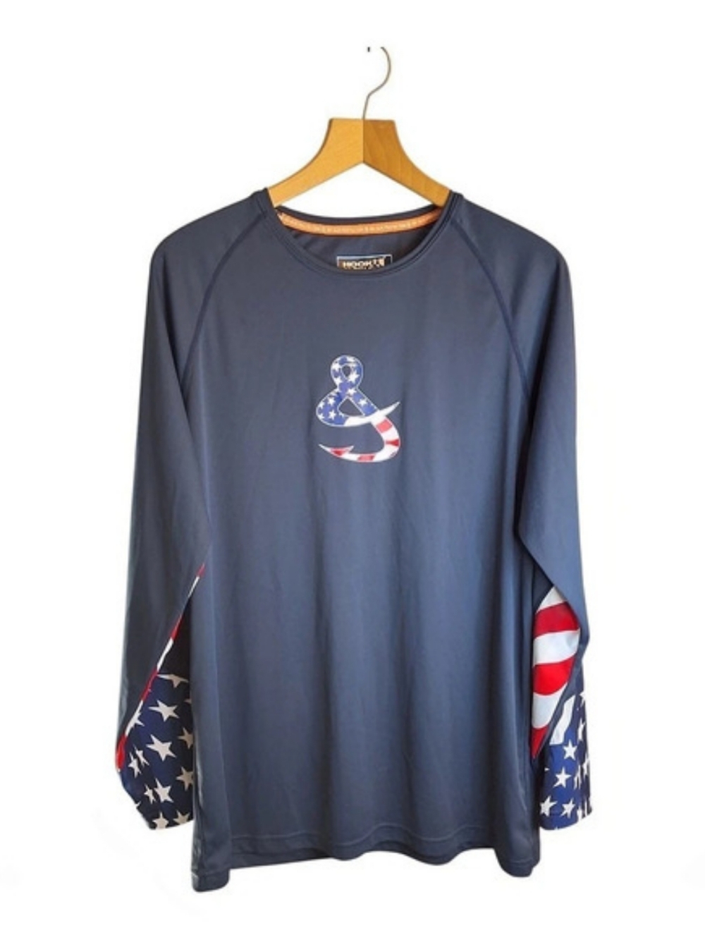 Hook & Tackle American Fish Long Sleeve Performance Shirt Men's Large